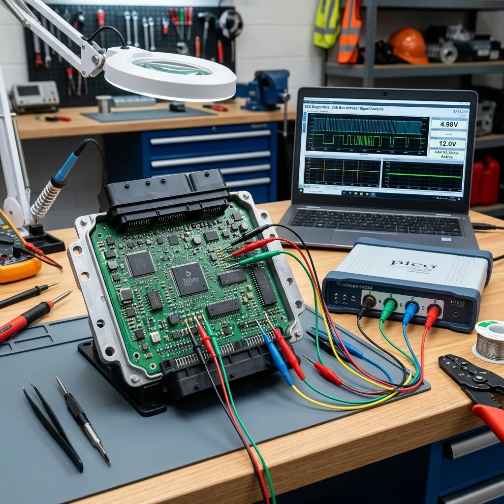 Zdjęcie podpiętego sterownika ECU